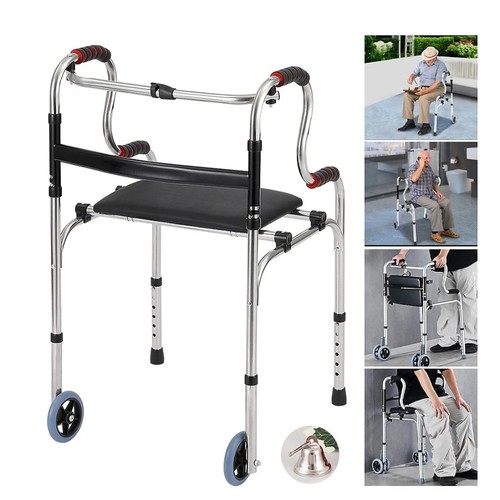 Folding walking frame with - walking,