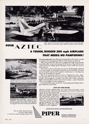 1961 piper aztec aircraft - aztec,