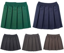 SCHOOL UNIFORM SKIRT BOX PLEAT FULL ELASTICATED WAIST GREY/BLACK/NAVY/GREEN 2-17