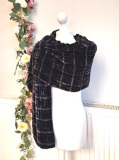 STUNNING VINTAGE LIBERTY PURPLE, GREY MIX SILK MIX VELVET SCARF SHAWL LARGE SIZE