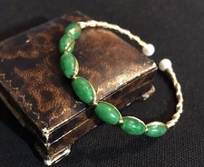 Vintage Style Natural Jade 18k gold plated thread Handmade bracelet