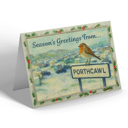Xmas notelet porthcawl - notelet,