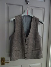 90's Vintage Men’s Jaeger Wool Tweed Waistcoat Size Italian 54 Regular UK L  XL