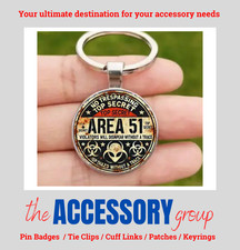 New Area 51 Alien USA Top Secret design metal enamel keyring key ring split ring
