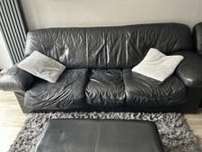 5 Piece Black Leather Sofas