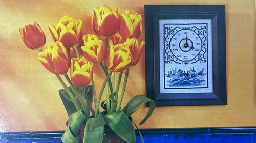 Delft clock cross stitch chart - delft,