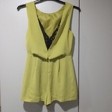 Topshop Size 10 Playsuit Green With Black Lace/net