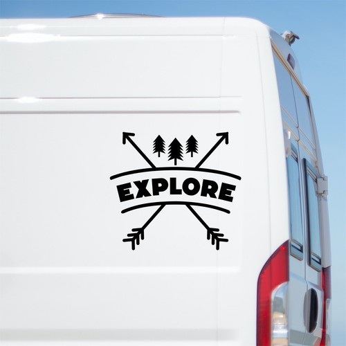 Explore large caravan sticker - explore,
