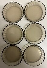 6 x Arcopal Tartlet Mini Quiche Tart Flan Dishes Smoky Glass Vintage 4" 100mm