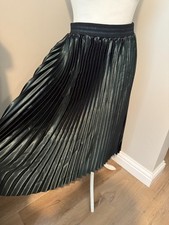 Women Green Satin Pleated Skirt from BiBA, Size 12, great condition