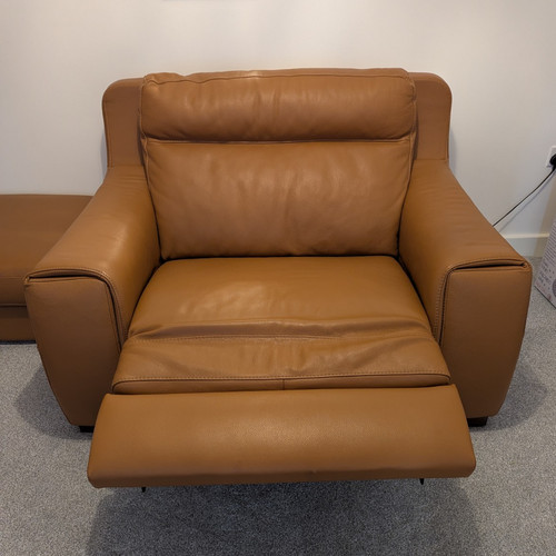 Brown leather recliner - leather,