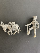 Solid Metal Model Of Miner Figure And Pack Donkey