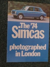 SIMCA RANGE BROCHURE 1974 1000 RALLYE 1, 1100 GLS, 1301/1501, ESTATES, IN LONDON