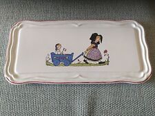 Hansi Ceramiques Elchinger Serving Plate Children Pull Along Cart French Flag