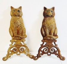 Antique Cast Iron Cat Andirons
