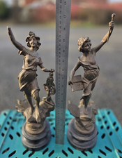 Pair ANTIQUE SPELTER FIGURES