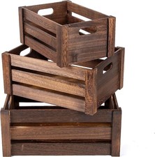 BH Brown Wooden Crate Cutout Handle Storage Shop display Workshop Wedding