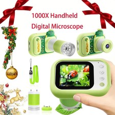 🎁 2 in 1 Microscope for Kids & Video Camera, 1000X Digital Microscope Xmas Gift