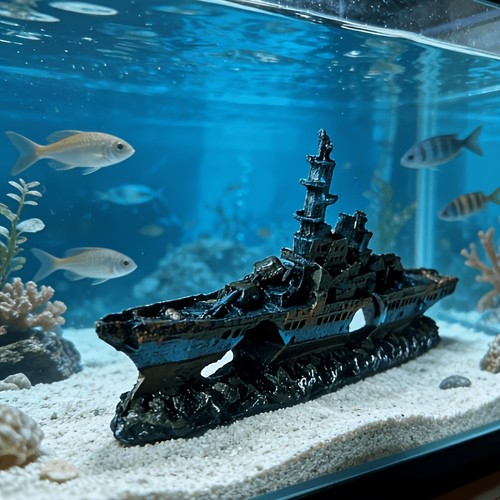 Aquarium shipwreck ornament - aquarium,