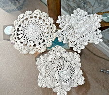 3 VINTAGE  WHITE COTTON HAND