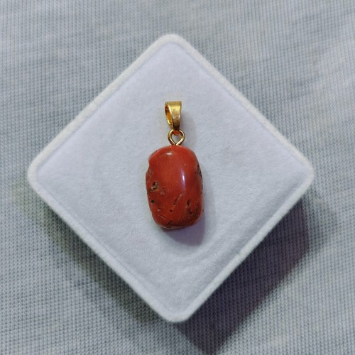 Natural red coral cylinder - red,