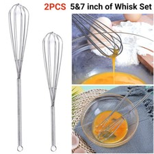 5" + 7" Mini Wire Kitchen Whisks Egg Whisk Gravy Sauce Mini Whisk Kitchen Tool