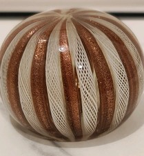 Barovier and Tosso Murano -Lattice And Gold- Glass Paperweight.