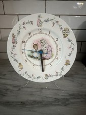 ROYAL ALBERT WORLD OF BEATRIX POTTER PLATE HANGING WALL CLOCK 1986 8” Works