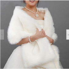 New Red ivory White Faux Fur Wrap Jacket Bolero Shawl Shrug Cape*Bridal &Wedding