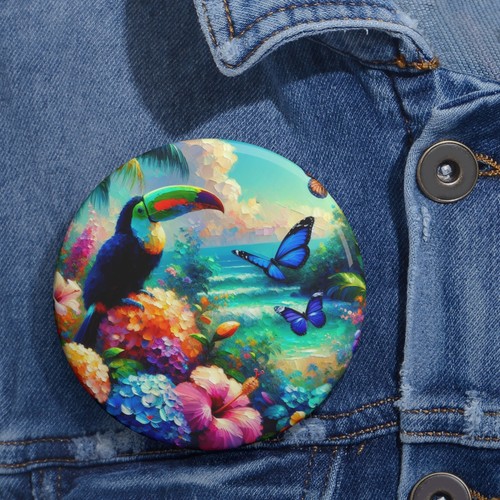 Custom pin button badge - button, toucan