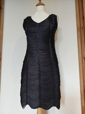 Layers Paris Black Fitted Satin Ribbon Beaded Dress. App Size 8