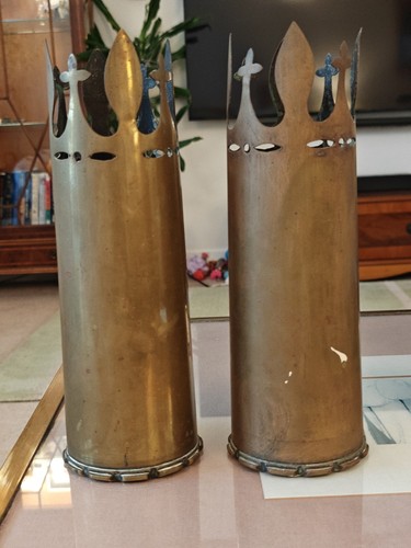 Ww1 trench art shells pair - shells, of