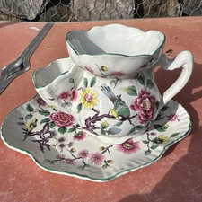 Antique Old Foley Chinese Rose Shaving Mug & Plate COMPLETE RARE