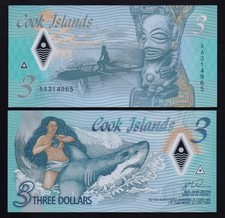 COOK ISLANDS: B111a P#new 3 Dollars 2021 Polymer Uncirculated Banknote.