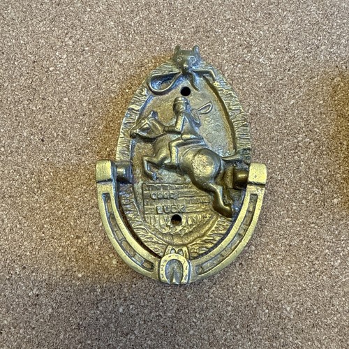 Antique brass door knocker - brass, fox