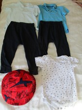 Boys Blue/Multi Tops/Trousers/Vest/Hat Bundle- Next/Tu/H&M/Very - Age 9-24 Mths