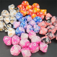 Poly Dice D10's. Various 2 Colour Packs of 20mm TEN sided Dice