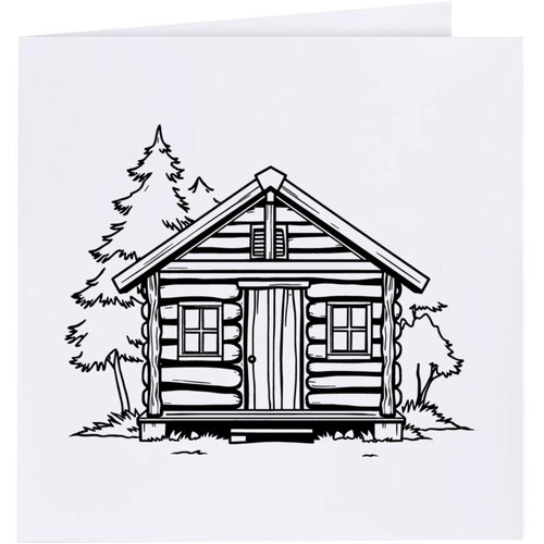 Log cabin greeting cards - 'log,