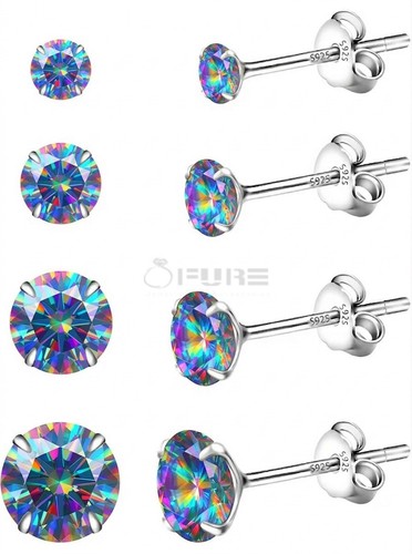 Rainbow round crystal - crystal, stud