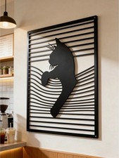 Cat metal wall art abstract - wall,