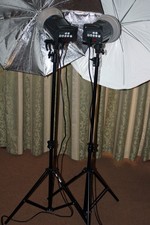 2x Elinchrom D-Lite 4 IT Studio Lighting With Case Stand leads shade brollies