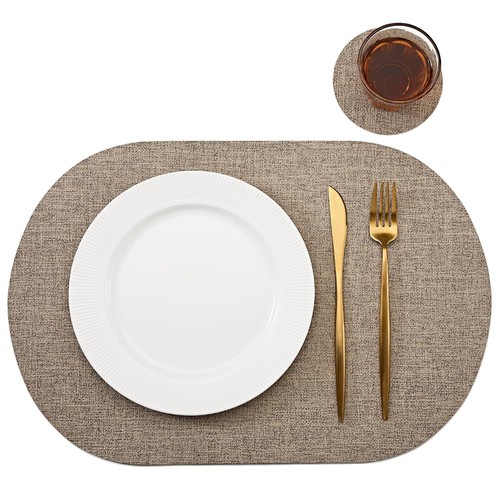 Faux leather placemats set - leather,