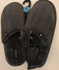 Jeff Banks Men’s Grey  Slip On Slippers With Grey Plush Interior ~size 7  U.K.