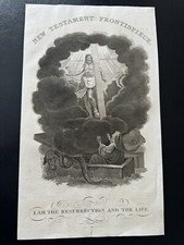 Large Antique Early 19th Century Religious Engraving Print Front Page Bible