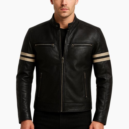 Men black leather - black,