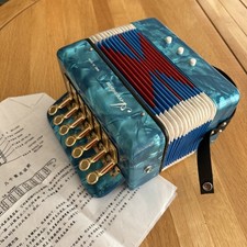 Vintage Blue Child's Toy Accordion squeeze box - Musical Instrument Collectible