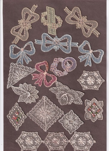 Tobacco silks lace appliques - tobacco,