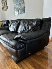 3 Piece Cowhide Leather Black