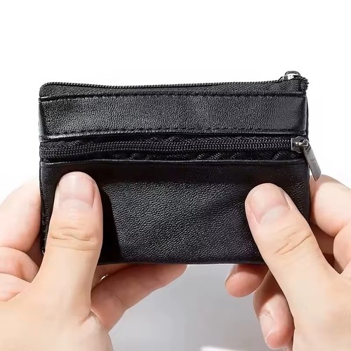 Leather mini coin purse unisex - leather,
