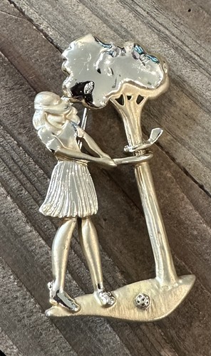 Vintage ajc golf brooch gold - ,